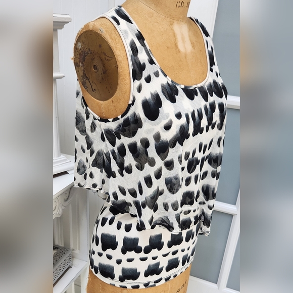 Sexy Sheer Layered LYNN RITCHIE SILVER Printed Tank Adorable EUC - Picture 4 of 8